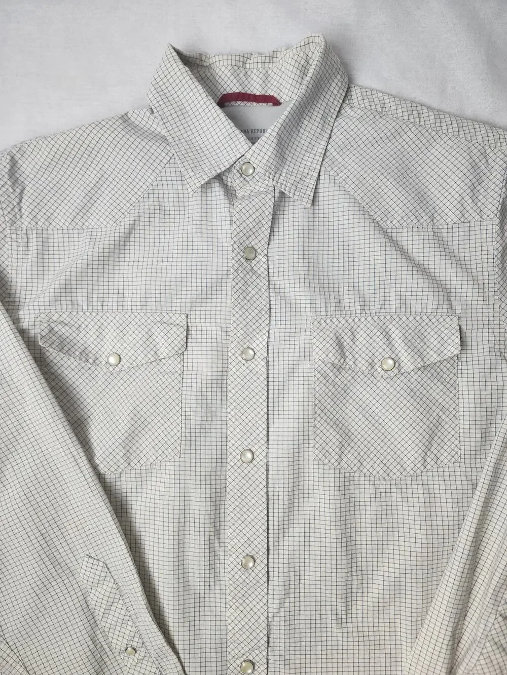 Banana Republic Men's Slim Fit M Medium Pearl Snap Checkered Western Shirt